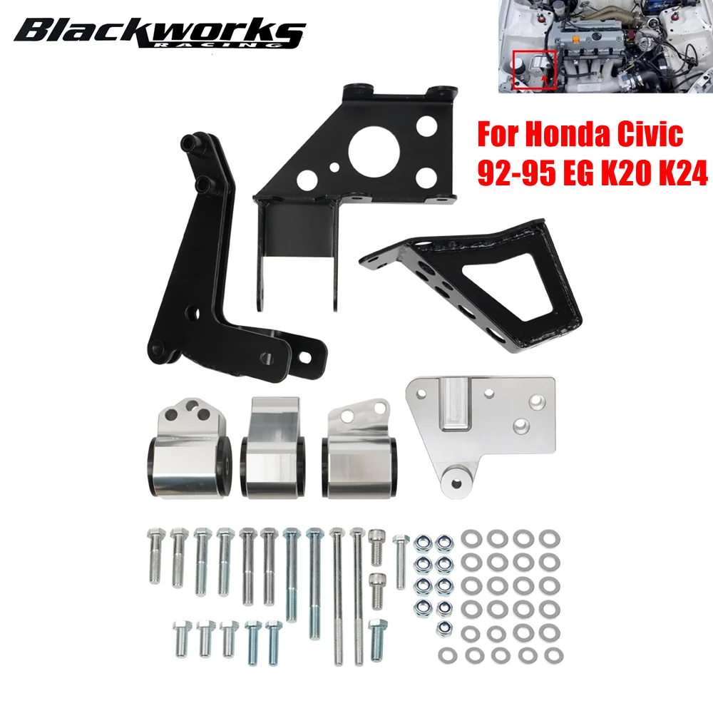 70A K-series Engine Bracket Kit Motor Mount Bracket Replacement For Honda Civic 92-95 EG K20 K24 K-series EG Motor Swap Kit