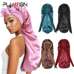 Soft Silky Long Satin Bonnet For Natural Hair And Curly Hair Extra Large Size Hair Cap With Tie For Comfortable Night Sleep 1Pcs