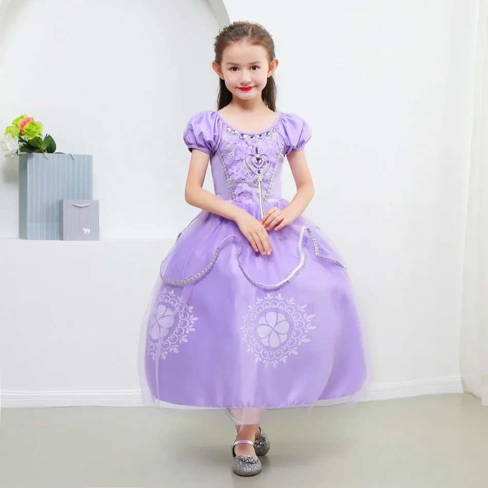 Girl Sophia Photography First Anime Costume Girls Princess Dress Floral Appliques Ball Gown Kids Carnival Sofia Cosplay Robes