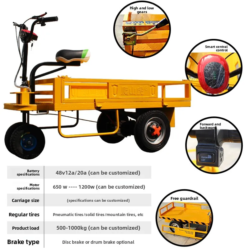 LMM reverse riding donkey electric flatbed truck, load four-wheel hand push truck