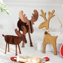 New Year Elk Wood Craft Xmas Tree Ornament Noel Christmas Decoration for Home Wooden Deer Pendant Kids DIY Gift Navidad 2024