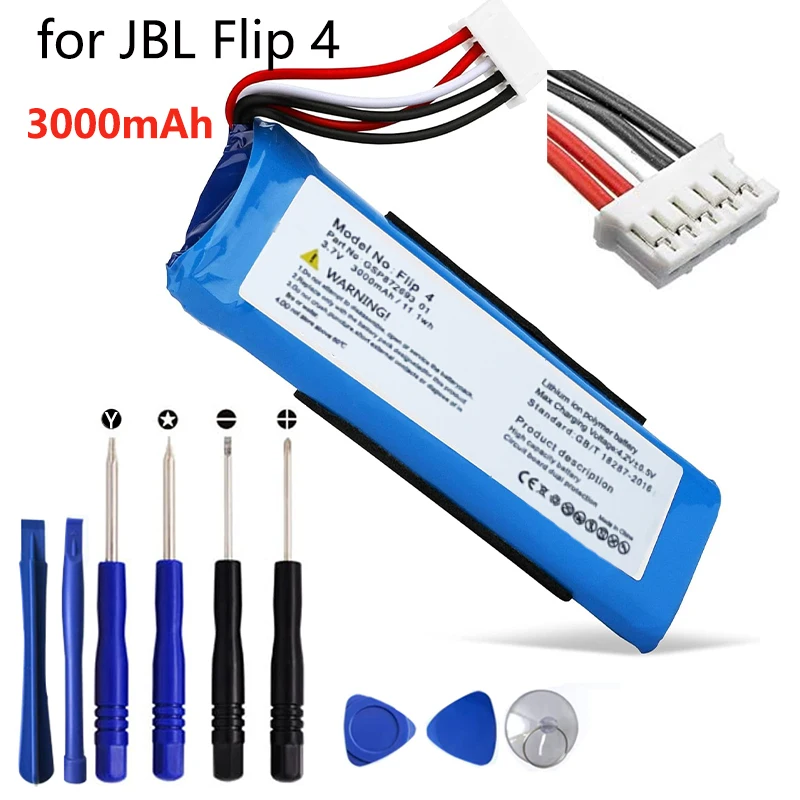 1/2/3/4pcs New 3000mAh / 11.10Wh Replacement Battery Fit for JBL Flip 4,  Edition GSP872693 01 (piece Toolkits Included)