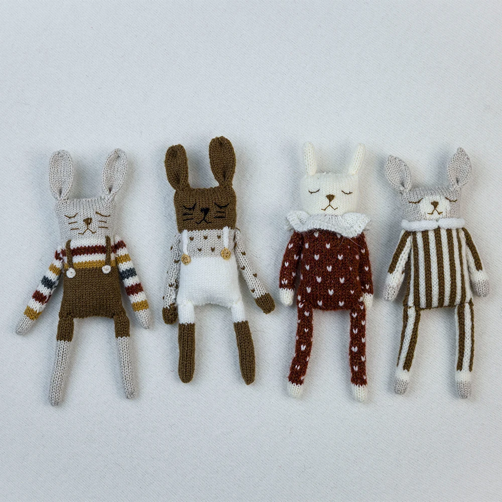 Adereços para fotografia de recém-nascidos, mini coelho de pelúcia feito à mão, boneca de pelúcia, animal fofo, estúdio, adereços de sessão de bebê, acessórios