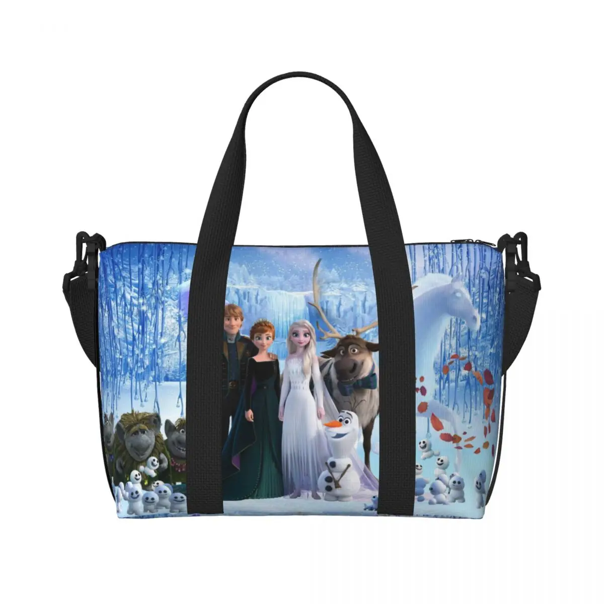 

Custom Anime Frozen Cute Cartoon Beach Tote Bag Women Frozen Large Compartment Beach Gym Travel Bags