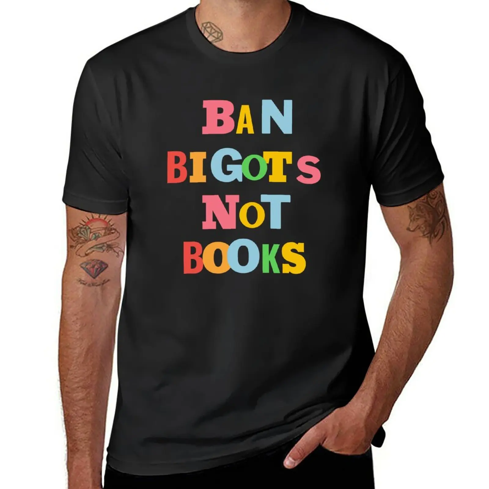 Ban Bigots Not Books, Reader T-Shirt quick drying summer top men t shirts