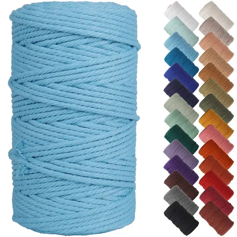 4mm x 100m macrame cabo sólido colorido fio macrame corda de algodão fio artesanal artesanato acessórios diy cesta tranças