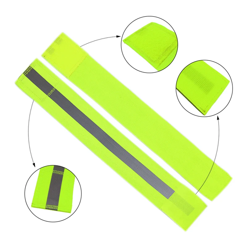 Roadstar 2 قطعة العصابات العاكسة للمعصم الذراع الكاحل الساق عاكس شارة شريط أمان Led سوار للساعة حزام ليلة الرياضية والعتاد