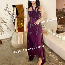 Giggle Chiffon Halter Beading Elegance Prom Gown Saudi Arab Exquisite Pleating Floor-Length Evening Party Dresses for Women 2024