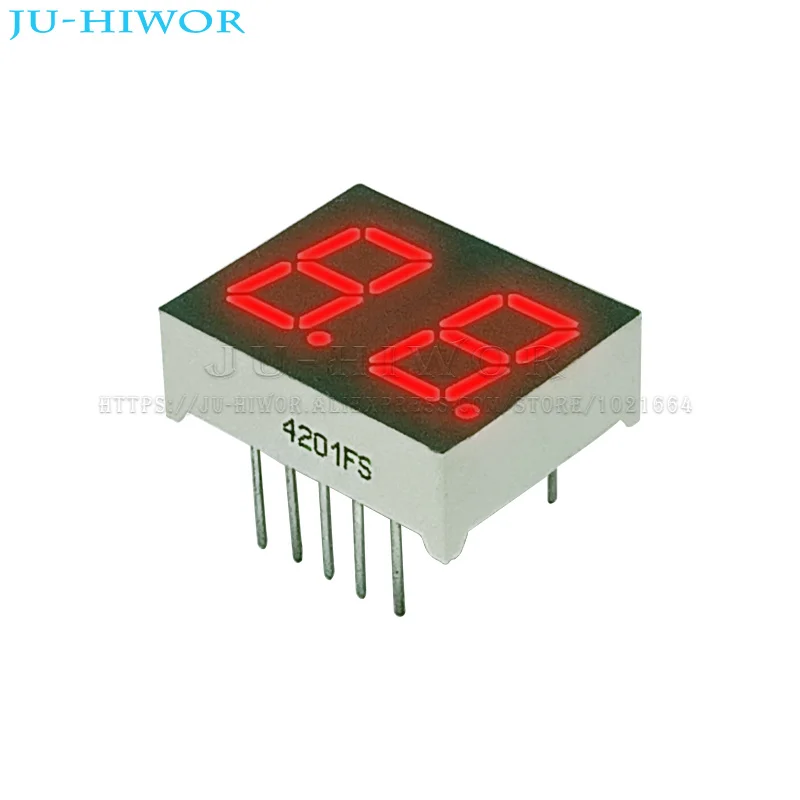 10 sztuk 0,4 cala 10 pinów C-C 4201ES C-A 4201FS 2 cyfry 7 segmentów Czerwona dioda LED Cyfrowy wyświetlacz Digitron Wspólna anoda Katoda