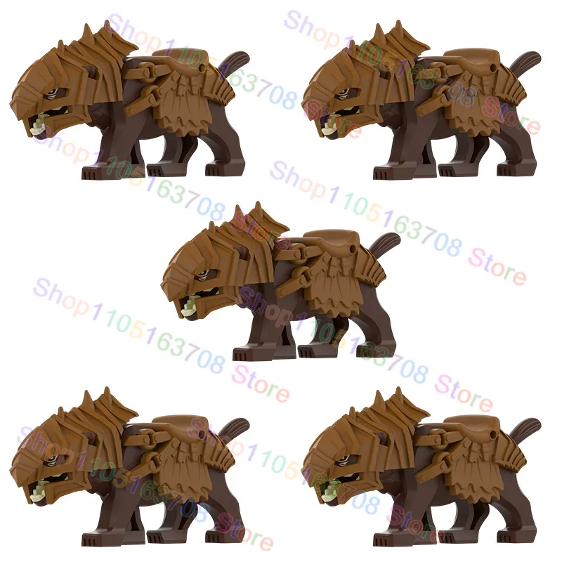 Blocs de construction d'armure de drapeau de montage de selle de loup militaire médiéval, accessoires de montage de cheval de guerre, briques, jouet cadeaux de noël