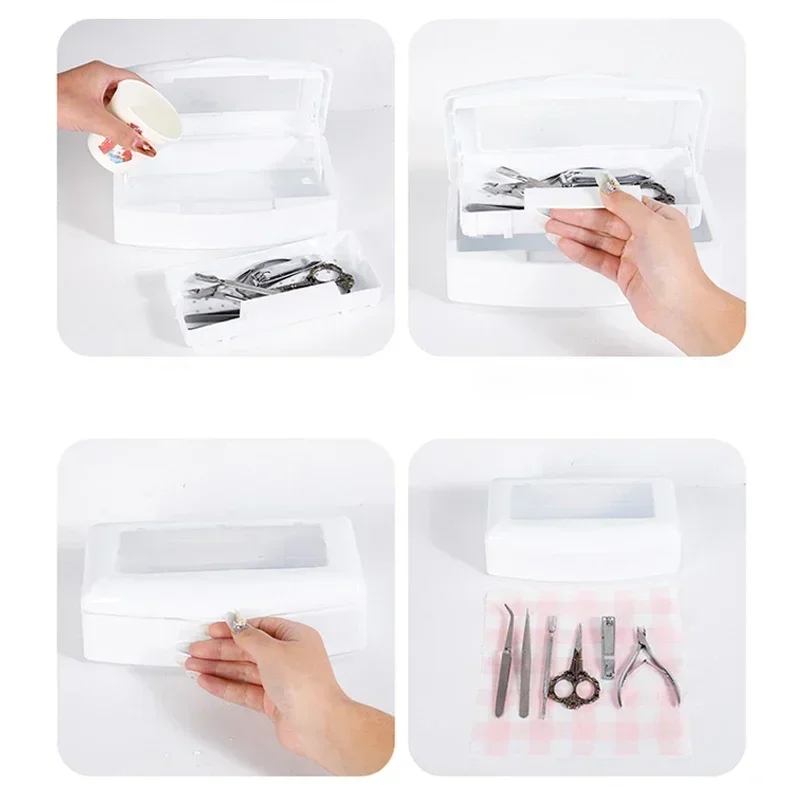 Nail Sterilizer Disinfection Box Metal Nail Tool Tweezers Instrument Sterilizer Tray Salon Nails Cleaner Equipment Manicure Tool