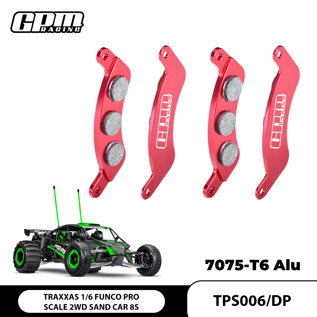 Plaquettes de frein avant en alliage GPM 7075 (gauche et droite) TRAXXAS 1/6 Funco Pro Sand Car 8S 10956