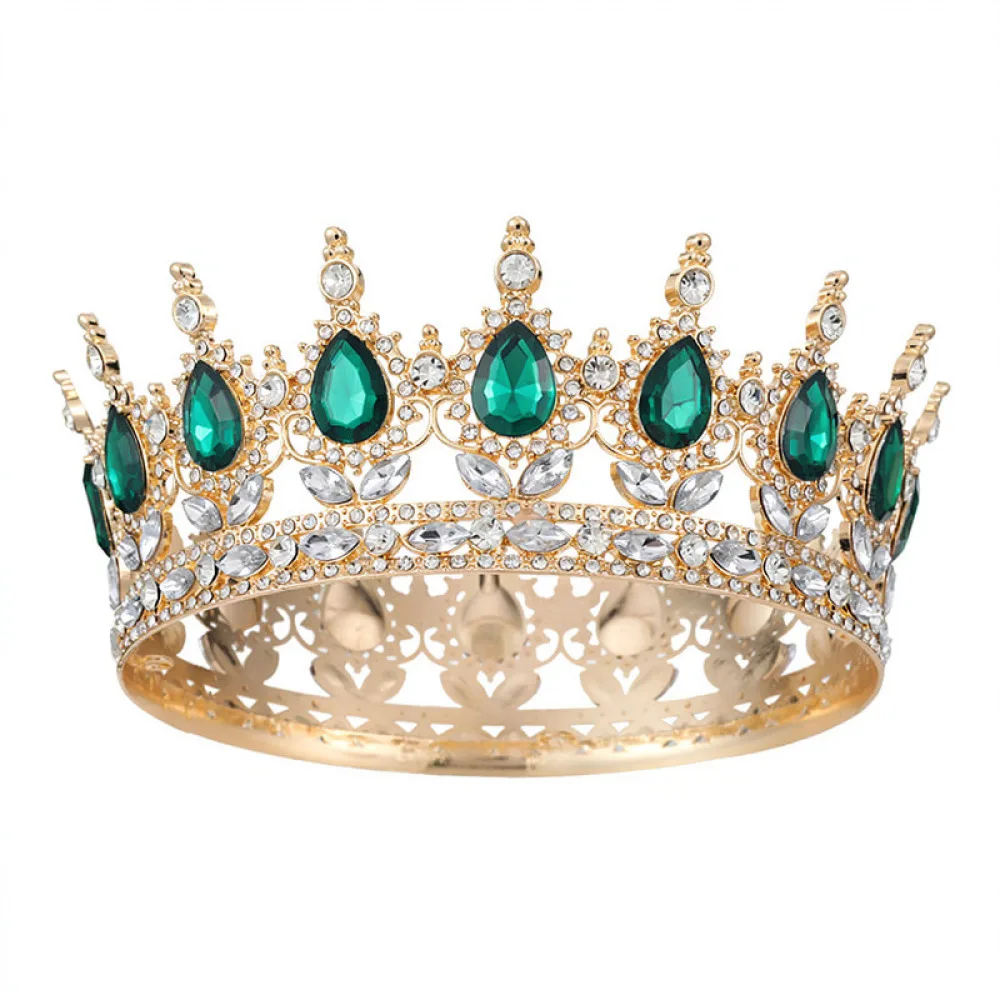 Luxury Baroque Circular Crown Alloy Tiara For Bride Wedding Headpiece Crystal Hair Ornaments Birthday Party Headwear - view 3