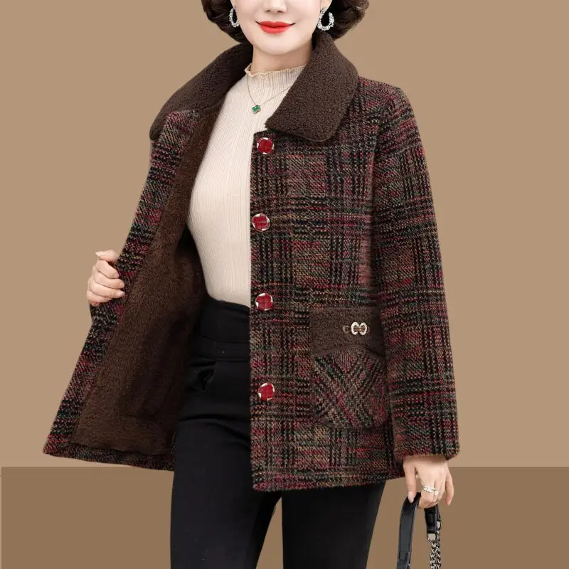 

Высококачественная зимняя куртка для мам, толстая теплая короткая женская норковая шуба среднего возраста, элегантная женская шерстяная верхняя одежда из искусственного норкового бархата