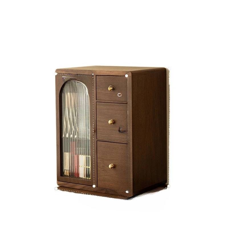 

Newlywed cosmetics storage box desktop high-end wood large-capacity dust-proof dresser