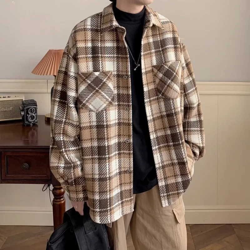 

Casual sports fashion spring and autumn Japanese and Korean lapel jacket autumn boys woolen internet celebrity couple jacket