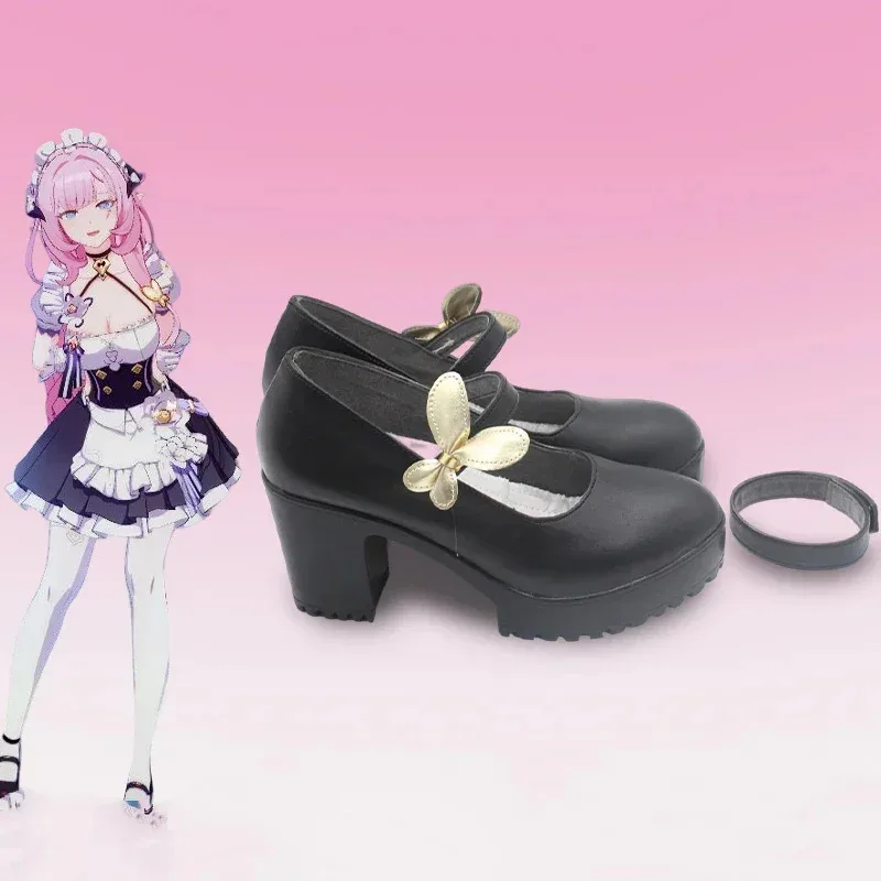 

Wiwiwi 123RealCos Game Honkai Impact 3 Elysia, ботинки для косплея, обувь на Хэллоуин, карнавал, для взрослых, для женщин и девочек, черная высокая искусственная кожа