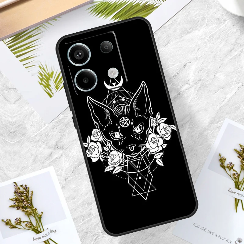 Moon Tarot Witch Cat Case For Redmi Note 13 Pro Plus 12 11 10 9 Pro 9S 10S 11S 12S 10A 9C 10C 12C 13C Back Cover