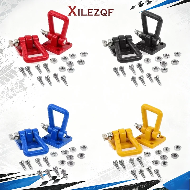 2PCS Simulation Metal Trailer Towing Buckle Tow Hooks for 1/10 RC Crawler Car Traxxas TRX4 Axial SCX10 RC4WD D90 Scale Parts