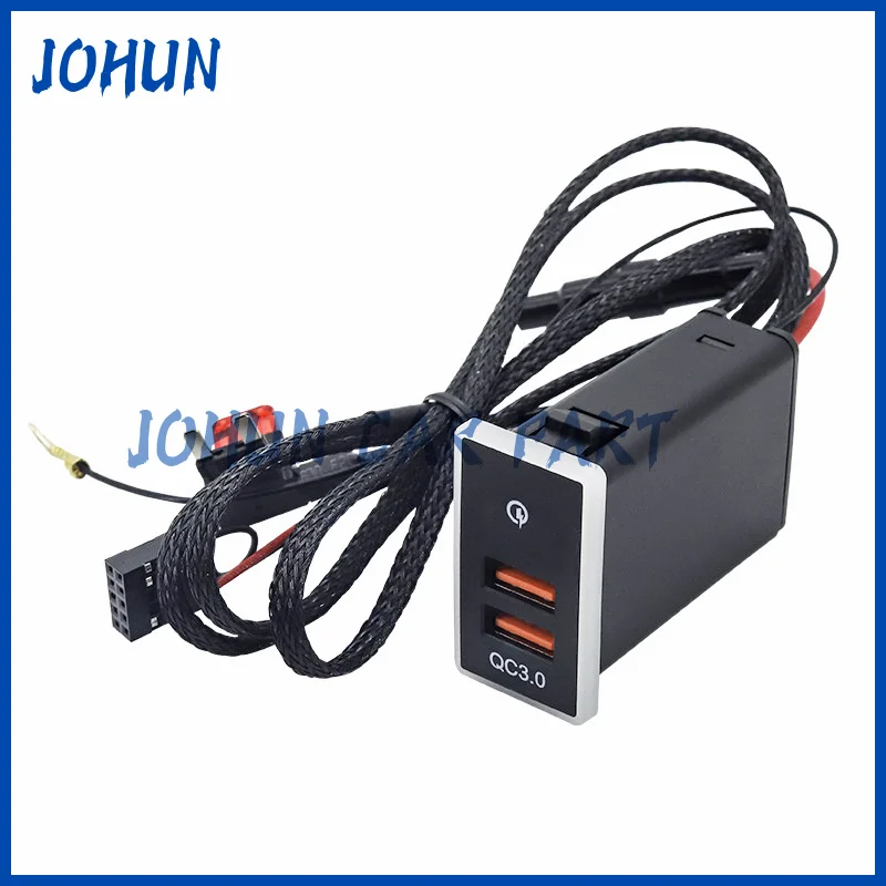 1 قطعة شاحن USB للسيارة واجهة موصل مقبس مزدوج QC3.0 عرض الجهد استخدام لتويوتا LC95 LC77 BB RAV4 فيوس كورولا كامري