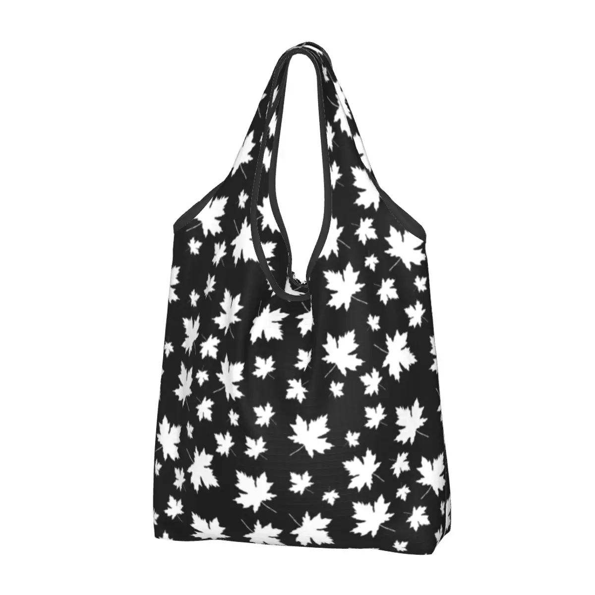 Reusable Maple Leaves Pattern Shopping Bags for Groceries Foldable Leaf Grocery Bags Washable Large Tote Bags