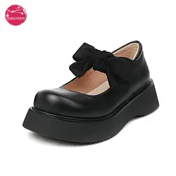 Women Bow-knot Lolita Flats Kawaii Japanese Style JK Uniform Cosplay Party Mary Janes Shoes Summer Zapatillas Mujer Splice Cute