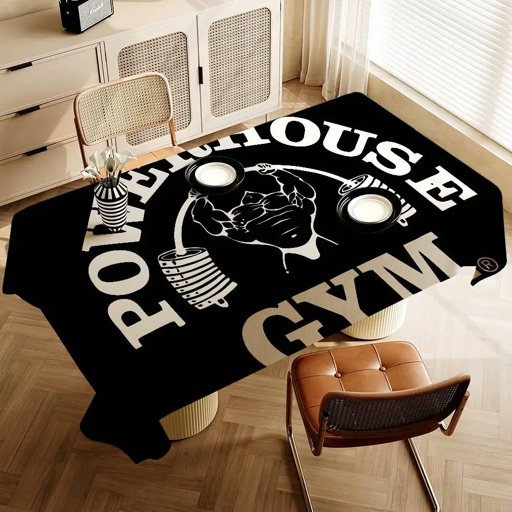 Bodybuilding Fitness Powerhouse Gym Tablecloth Tea Table Cloth Waterproof Cloth Wall Stove Rack Rectangular Wedding Banquet