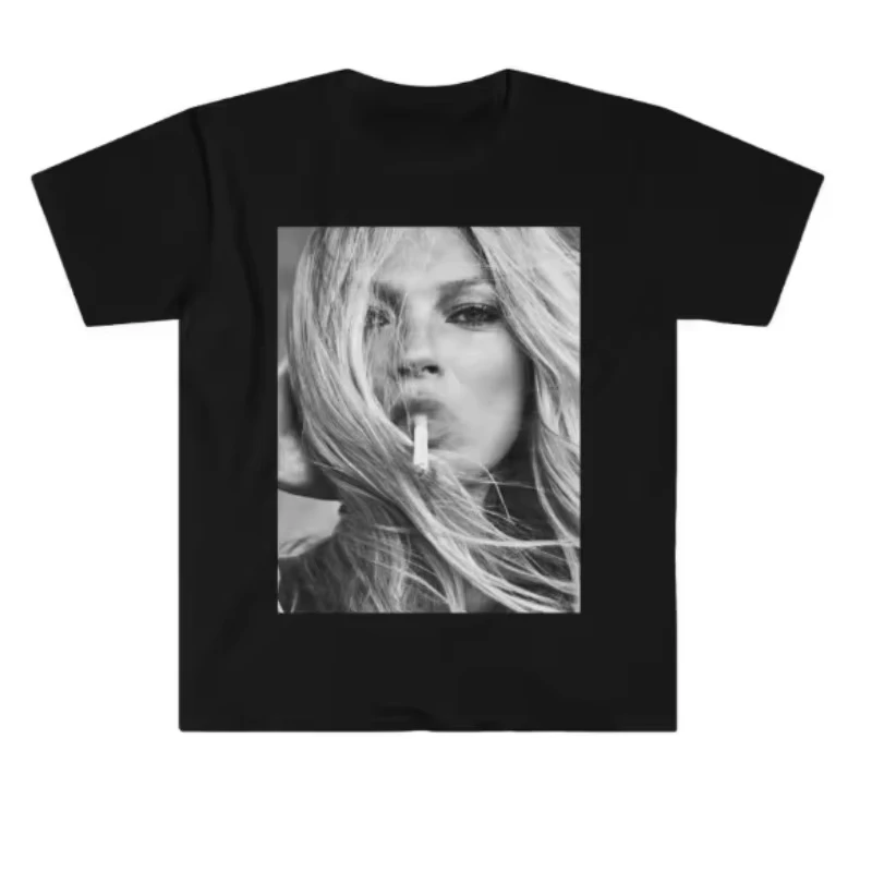 2026 Fashion Icon T-shirts Kate Moss 90s Shirts Retro T-shirts 90s Supermodel T-shirts, Retro Printed Shirts 90s Model Prints