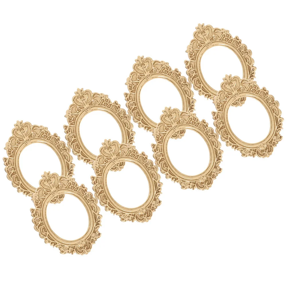 

8Pcs Vintage Golden Photo Frames Retro Mini Picture Frame Props Resin Jewelry Display Decorations Small Picture Frame Kit