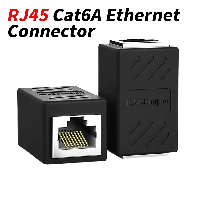 Ethernet Cable Straight-through Connector RJ45 Broadband Network Dual-channel Crystal Head Adapter Cat6a Coupler Shield Adapter