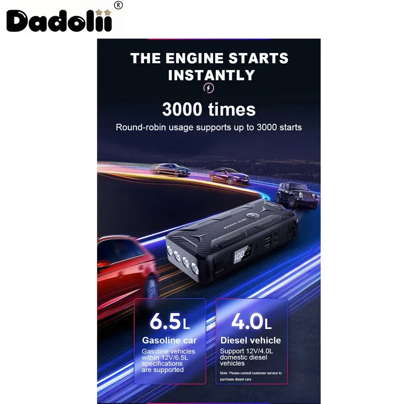 Car Jump Starter Starting Device Battery Power Bank 12V38000mAh Jumpstarter Auto Buster Emergency Booster Car Charger Jump Start