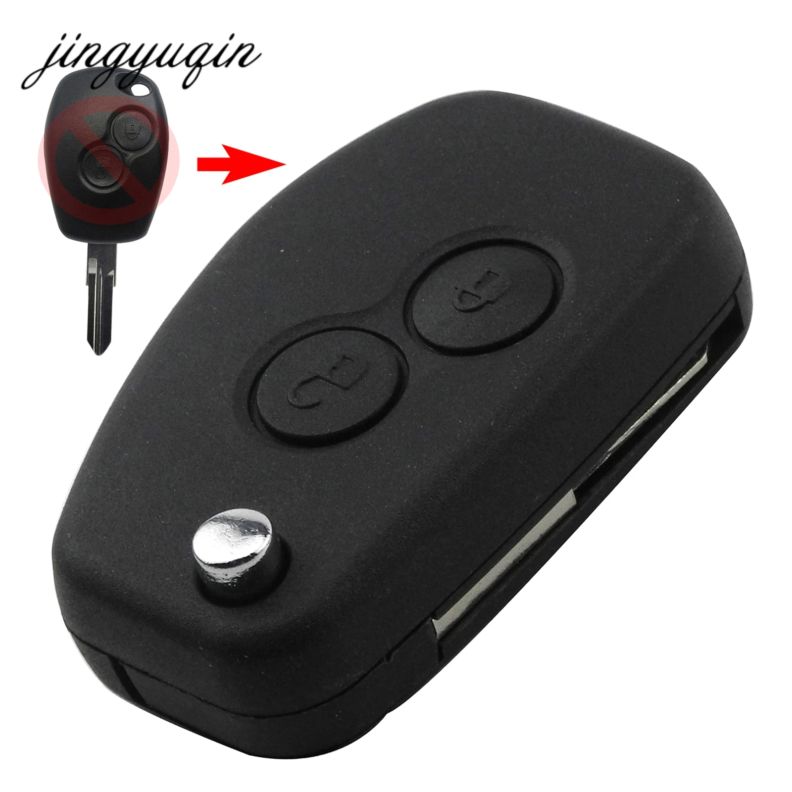 jingyuqin 10pcs Flip Modified Remote 2/3 Button Key Shell Keyless for Renault Megane Modus Espace Kangoo Scenic Folding fob Case