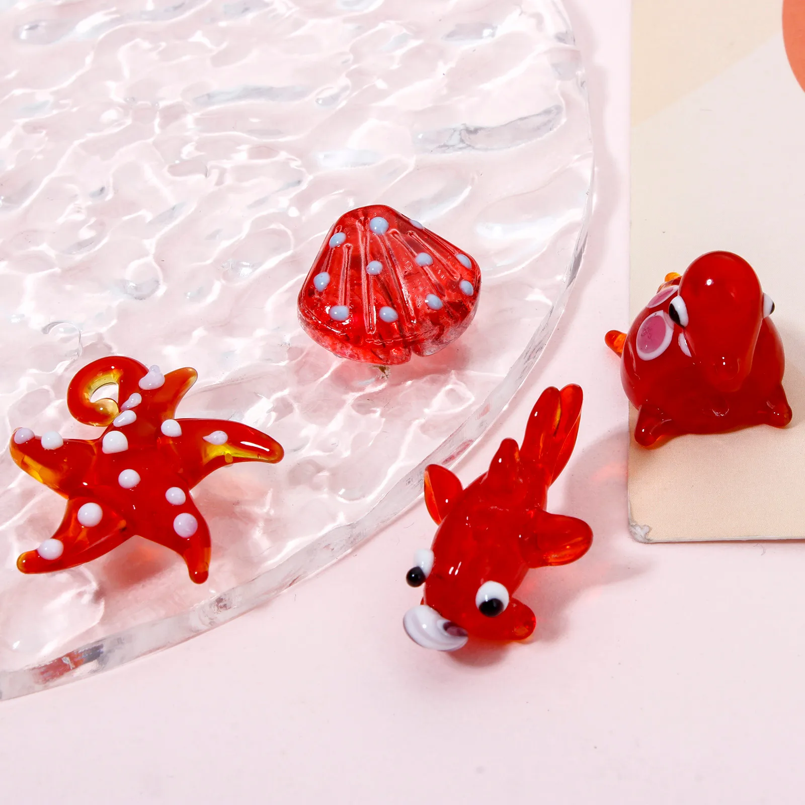 

1-5PCs Ocean Beads 3D Lampwork Glass Red Turtle Starfish Shell Goldfish Spacer Bead For DIY Neckalce Jewelry Making