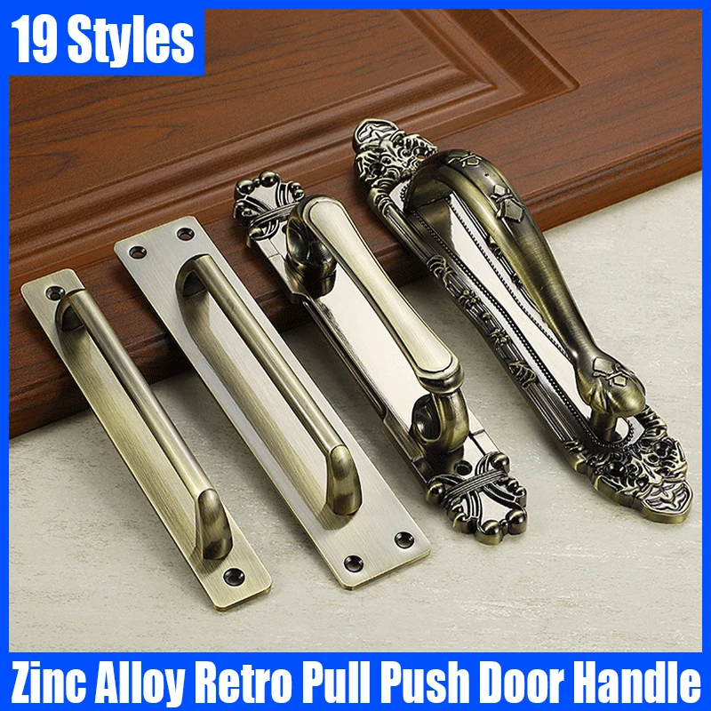 

1PCS Zinc Alloy Pull Push Door Handle Cabinet Handle Sliding Door Handle Drawer Knobs Cupboard Pulls Retro Furniture Handle