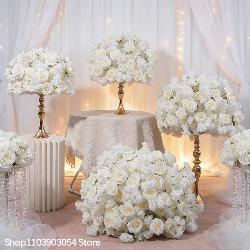 Weiße Rose Kirschblüte Künstlicher Blumenball Tischdekoration Luxuriöse Hochzeitsfeier Event Elegante Dekoration Wegweiser-Display – Detail 6