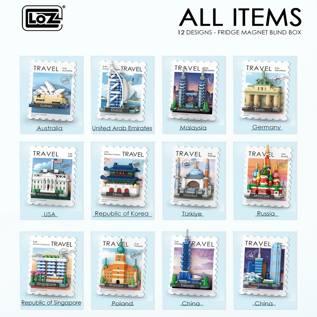 LOZ Landmark Building Model Assembly Toy Fridge Magnet Building Blocks Set Home Decoration DIY Toy Kids Birthday Toy Gift
