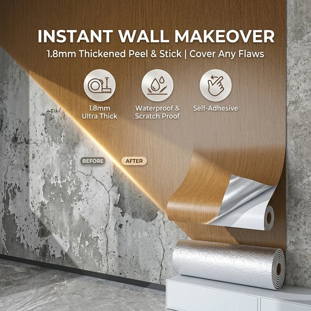 High Quality Wood Effect Wall Decal Eco Friendly Self Adhesive Vinyl Film For Home Renovate Living Room Bedroom Furnishing