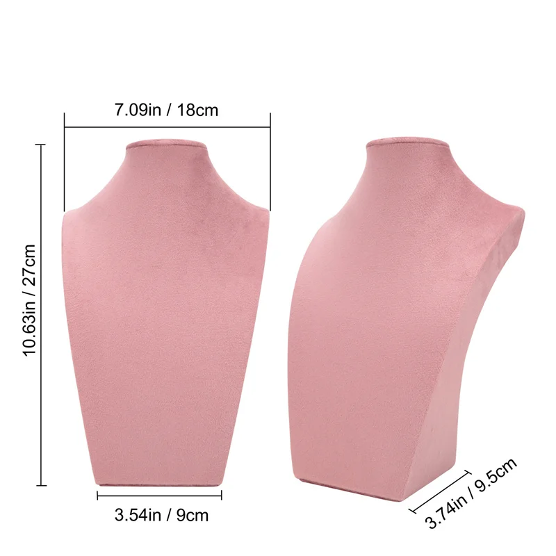 Velvet Covered Necklace Bust Display Stand Multi Color Mannequin Torso Jewelry Bust Holder Store Showcase Photo Shooting image 3