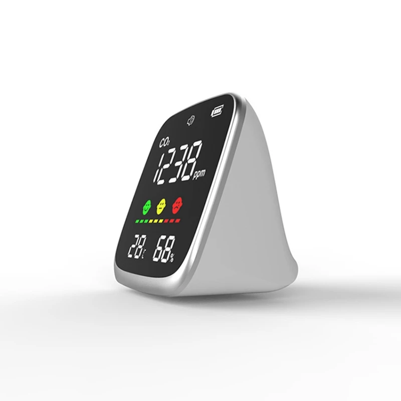 Air Quality Monitor Detect CO2,Temperature Humidity ,Manual Set Alarm Threshold And Turn On/ Off CO2 Alarm Sound