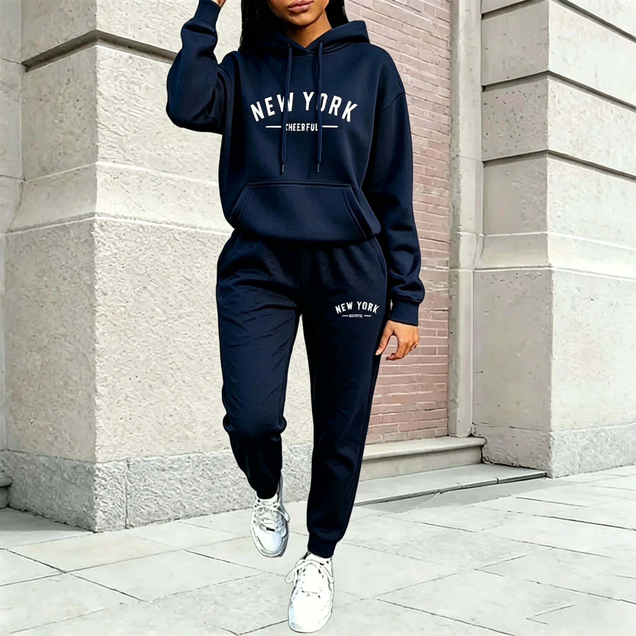 NEW YORK Women's Tracksuit Autumn Winter Hoodies Trousers 2PCS Suit Sports Jogging Street High quality Clothes Women Pants Sets