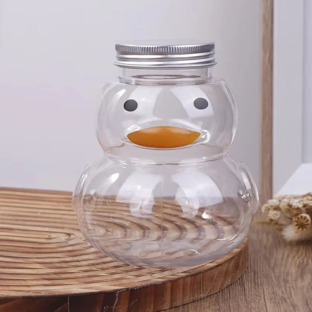 PET Plastic Cartoon Milk Tea Bottle Transparent Thickened Milk Tea Juice Cup 500ml Empty Empty Duck Water Bottle