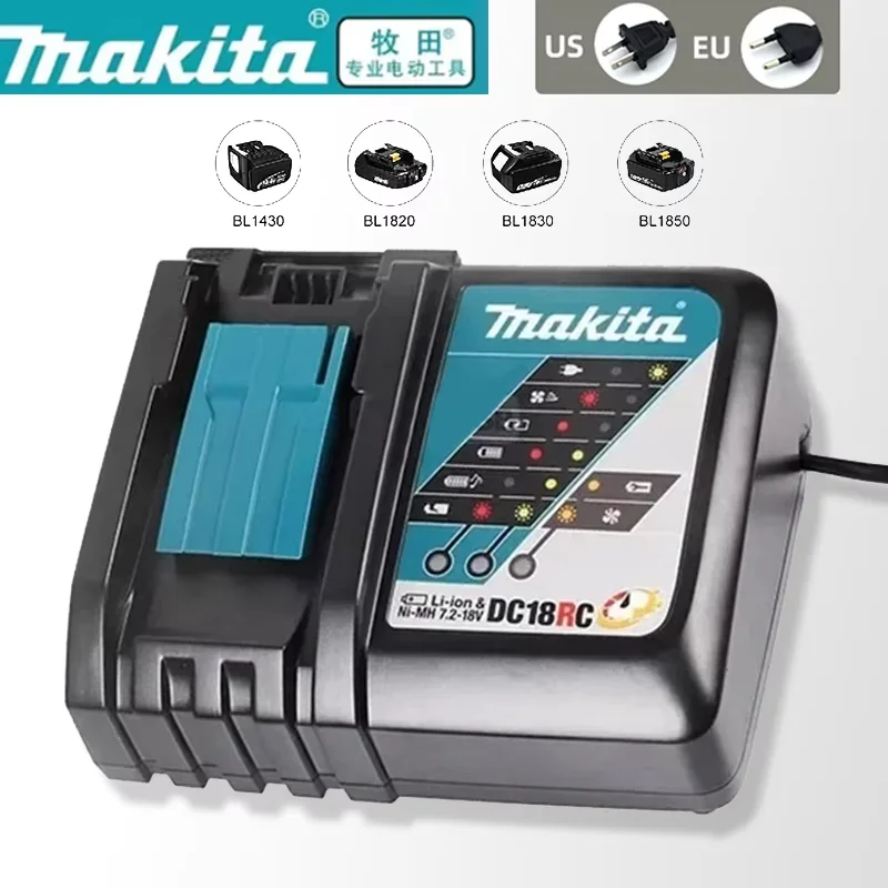 Makita Original Li-ion Battery DC18RC Charger With LED Display 14.4V 18V Bl1830 Bl1430 DC18RF Electric Power DC18RC 3A Charging