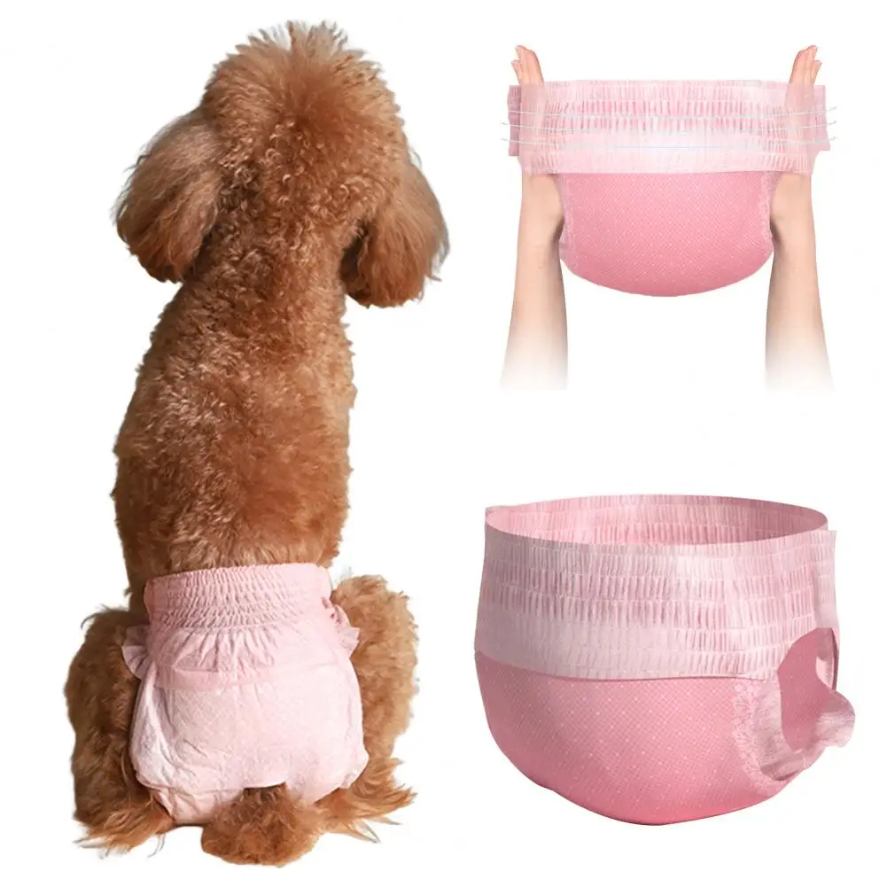 10Pcs Dog Diapers with Tail Hole Super Absorbent Leak-proof Female Puppy Diapers Underwear Physiological Breathable Pants