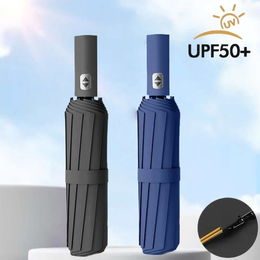 Sonnenschirm, UV-Blockkin-Sonnenschirm, automatischer Damen-Regenschirm, Herren-Business-Regenschirm, verstärkt, 24-Knochen-Klettern, ultraleicht