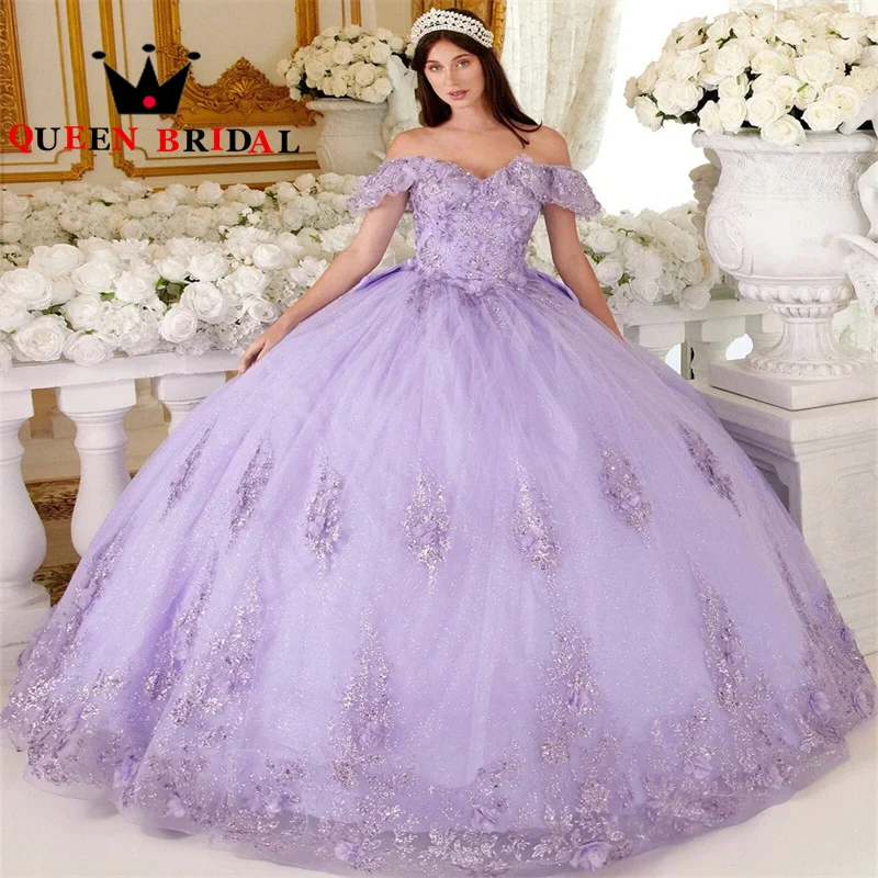 Exquisite Off Shoulder Quinceanera Dresses Bead 3D Floral Appliques Sweetheart Vestidos De 15 Quinceañeras Ball Gown Custom L74W