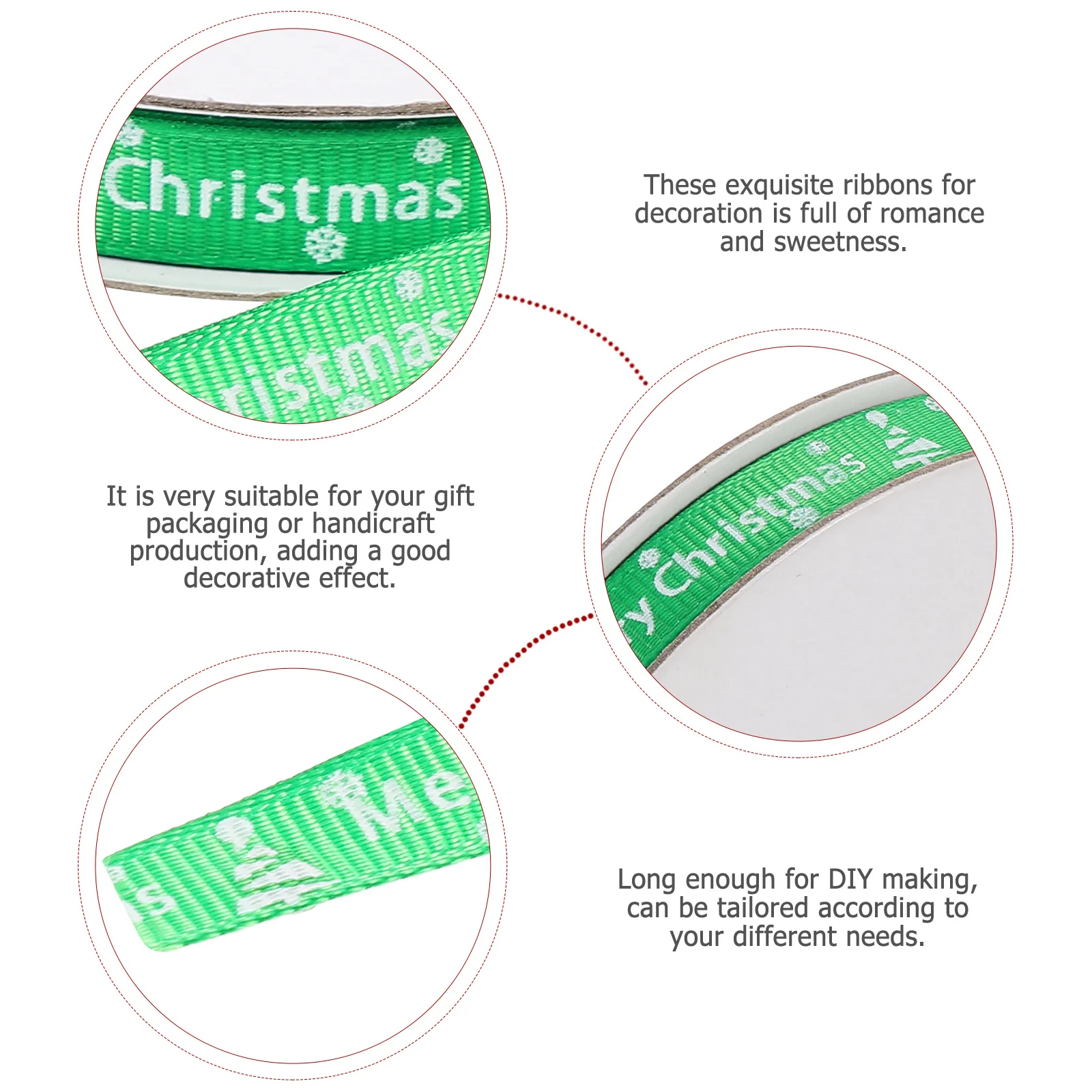 

2 Rolls Xmas Printed Ribbon Premium Polyester Christmas Gift Box Ribbon for Wrapping Xmas Gift Tape Wrapping Ribbons