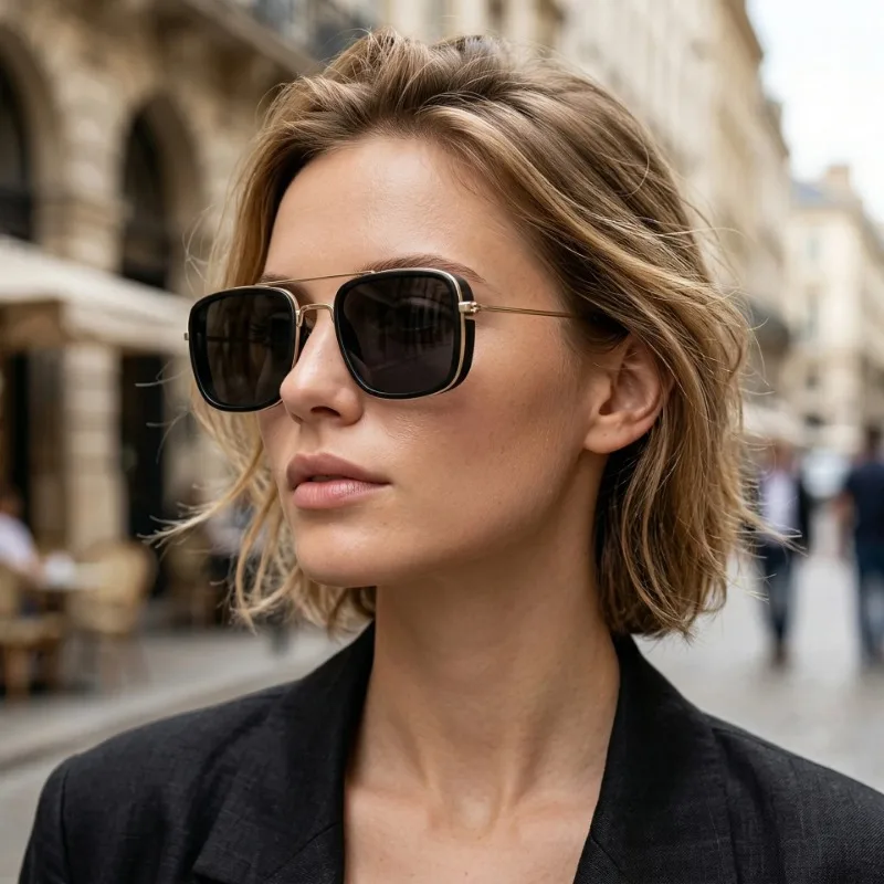 Fashion Sunglasses European and American Metal Small Square Frame Korean Protection Version Glasses Retro Square Eyewear