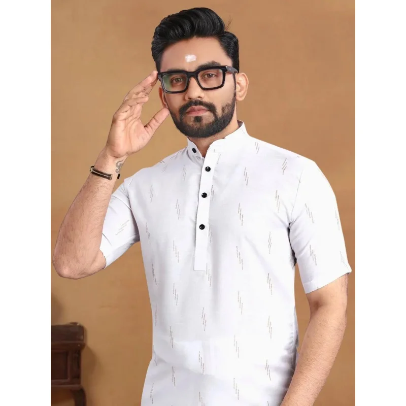 

Мужская рубашка поло Традиционная азиатская и южноазиатская рубашка с воротником-стойкой и коротким рукавом Простая рубашка Мужская рубашка поло