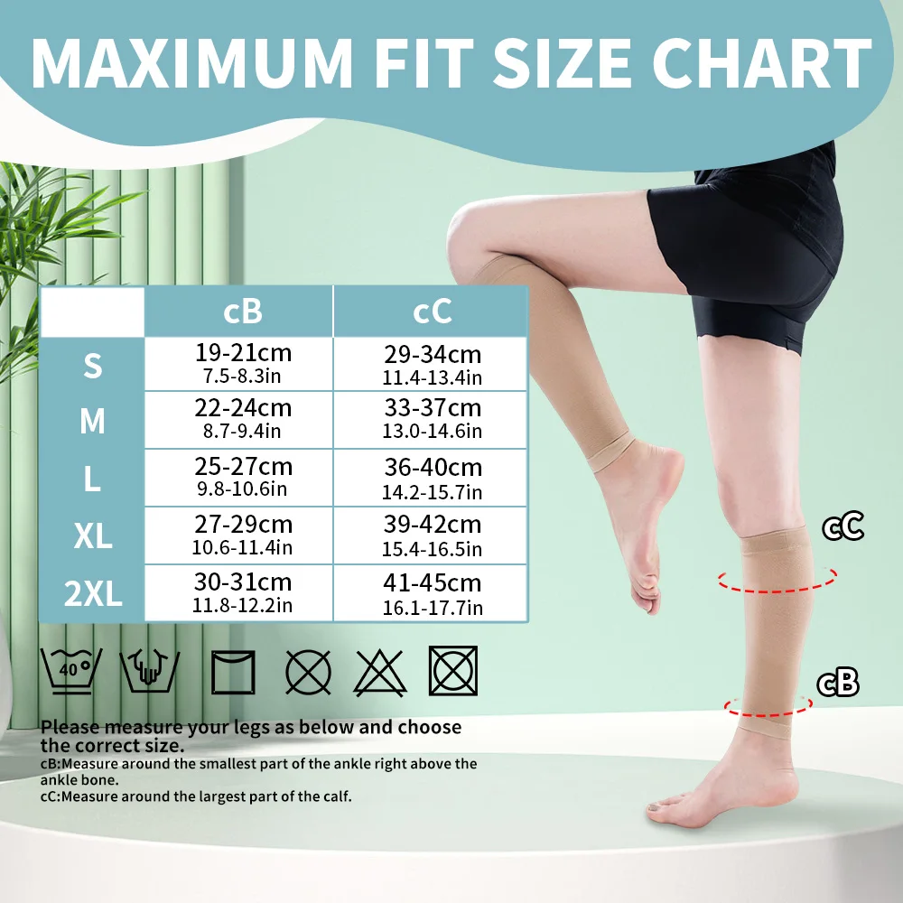 Hh Compression Calf Support Sleeves Leg Footless Pressure Socks for Splints Varicose Veins Lymphedema Running Cycling