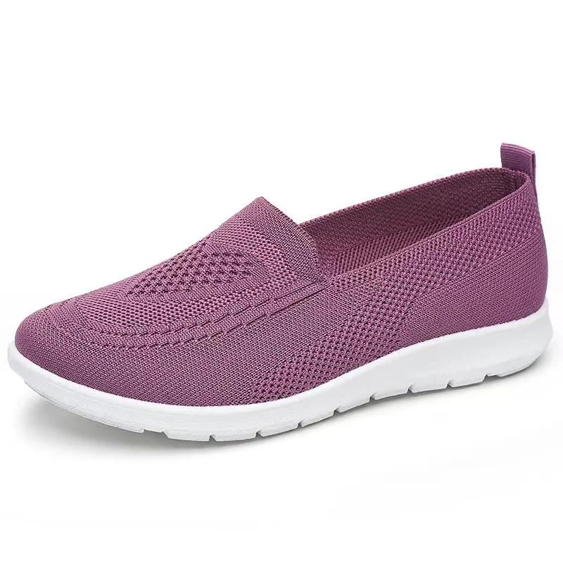 Chaussures d'été tricotées à l'offre elles plates pour femmes, chaussures de sport en maille, chaussures en tissu respirant, grande taille 43, chaussures d'entraînement